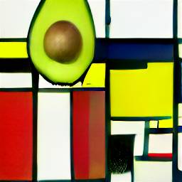 1: An avocado, with colored squares behind it.