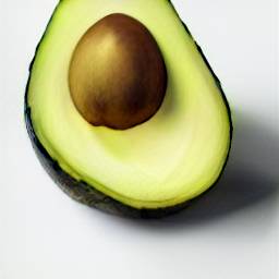 8: An avocado, sliced in half.