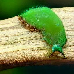 3: A green slug with green hair.