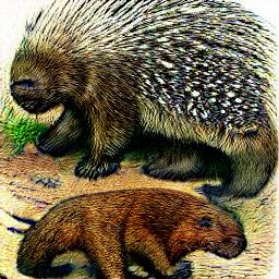 4: Two porcupines, one big and one small.