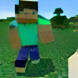 5: A closeup of a default player character in Minecraft, on a grassy plain.