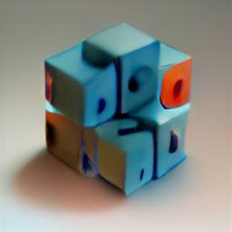 9: Six blue cubes stacked in a roughly cuboid shape, most of them with eyes.