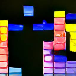 2: Brightly-colored Tetris blocks on a black backround.