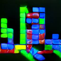 4: Brightly-colored Tetris blocks on a black backround.