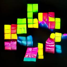 9: Brightly-colored Tetris blocks on a black backround.