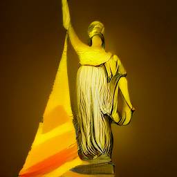 1: A golden statue in a Statue of Liberty -like pose.