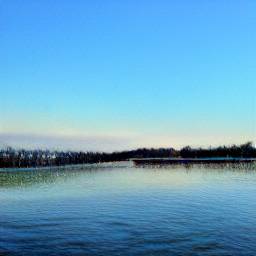 7: Landscape of a body of water, from its shore.