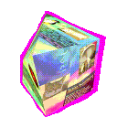 an animation of a malformed cube spinning.